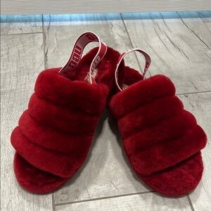 Red UGG Fuzzy Women's Slippers